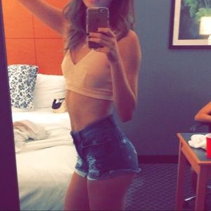 Pink velvet crop top